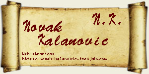 Novak Kalanović vizit kartica